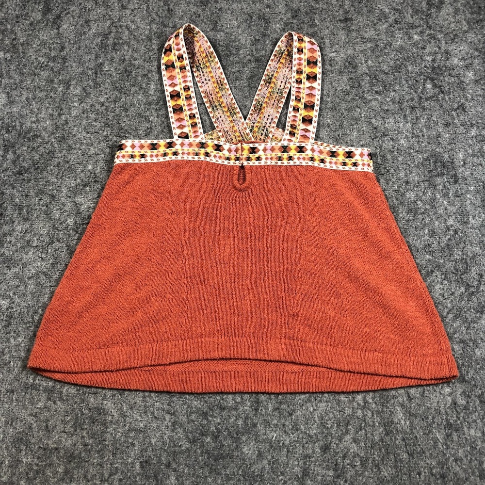 Madewell Sweater Tank Top Womens Small Orange Geo Knit Boho Camisole Strappy